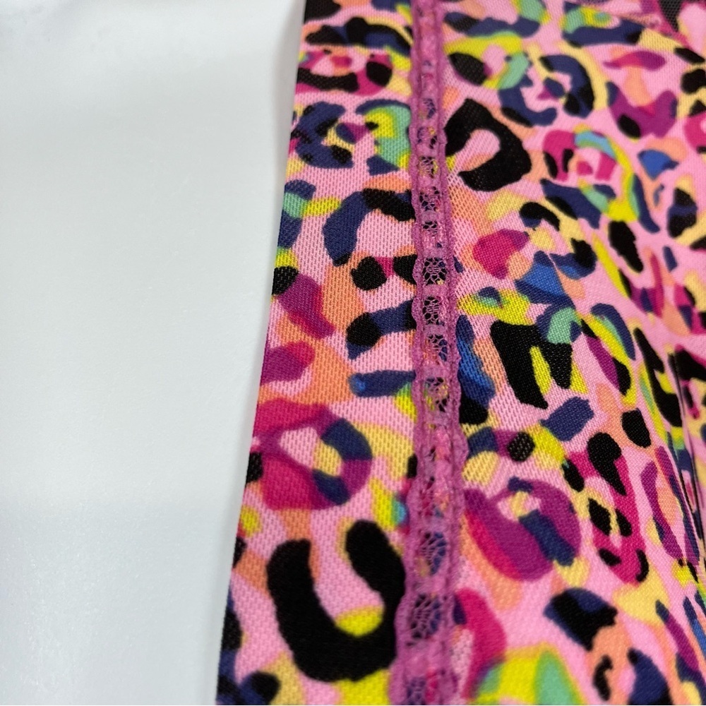 LOGO Lori Goldstein Pink Animal Print Open Cardigan - Picture 3 of 13